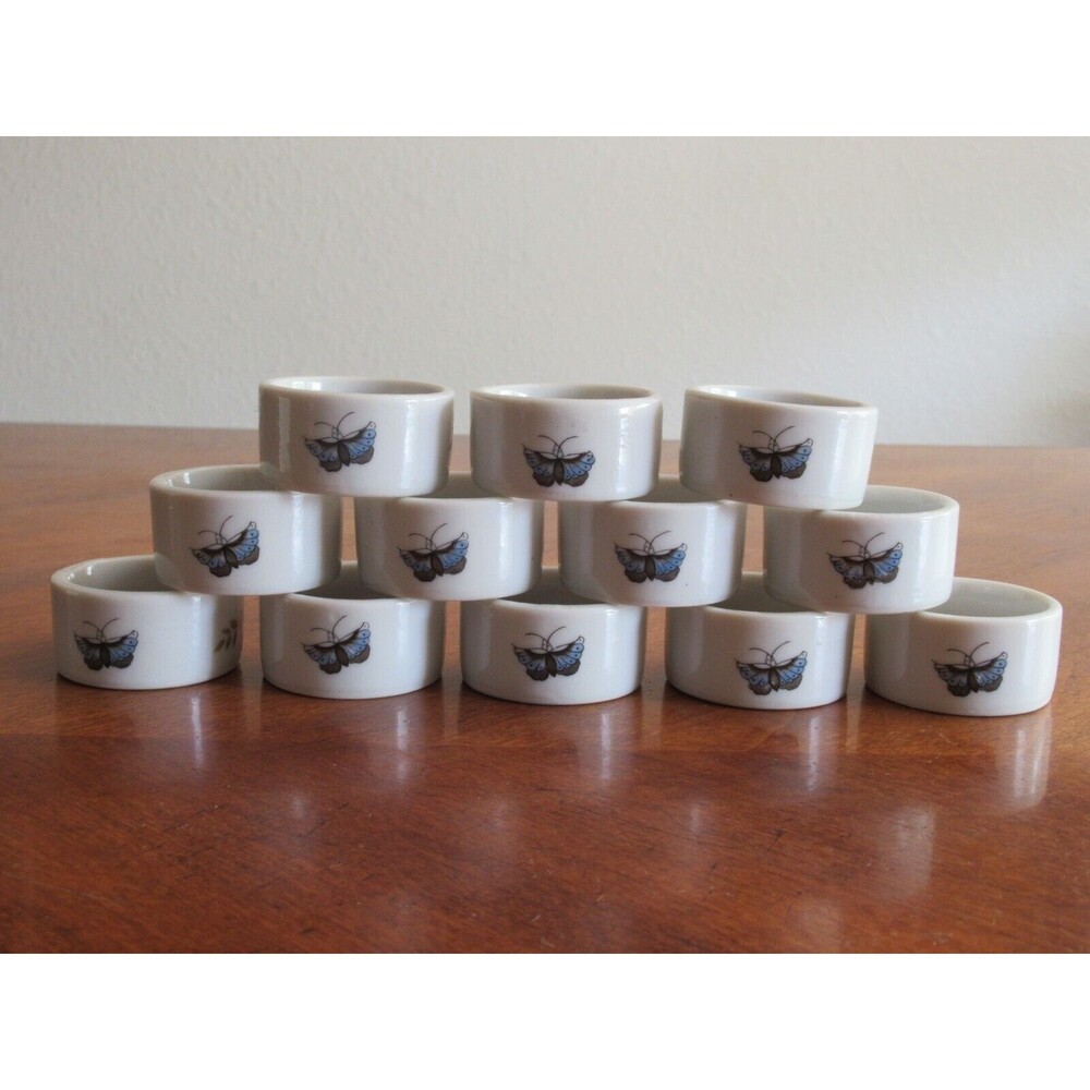 12x Shafford Chinese Garden Napkin Rings Fine China Bird Flower Butterfly Japan - Picture 6 of 11